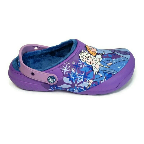 Crocs Girls Fun Lab Lined Frozen Anna Elsa Clog j3 - Picture 7 of 12